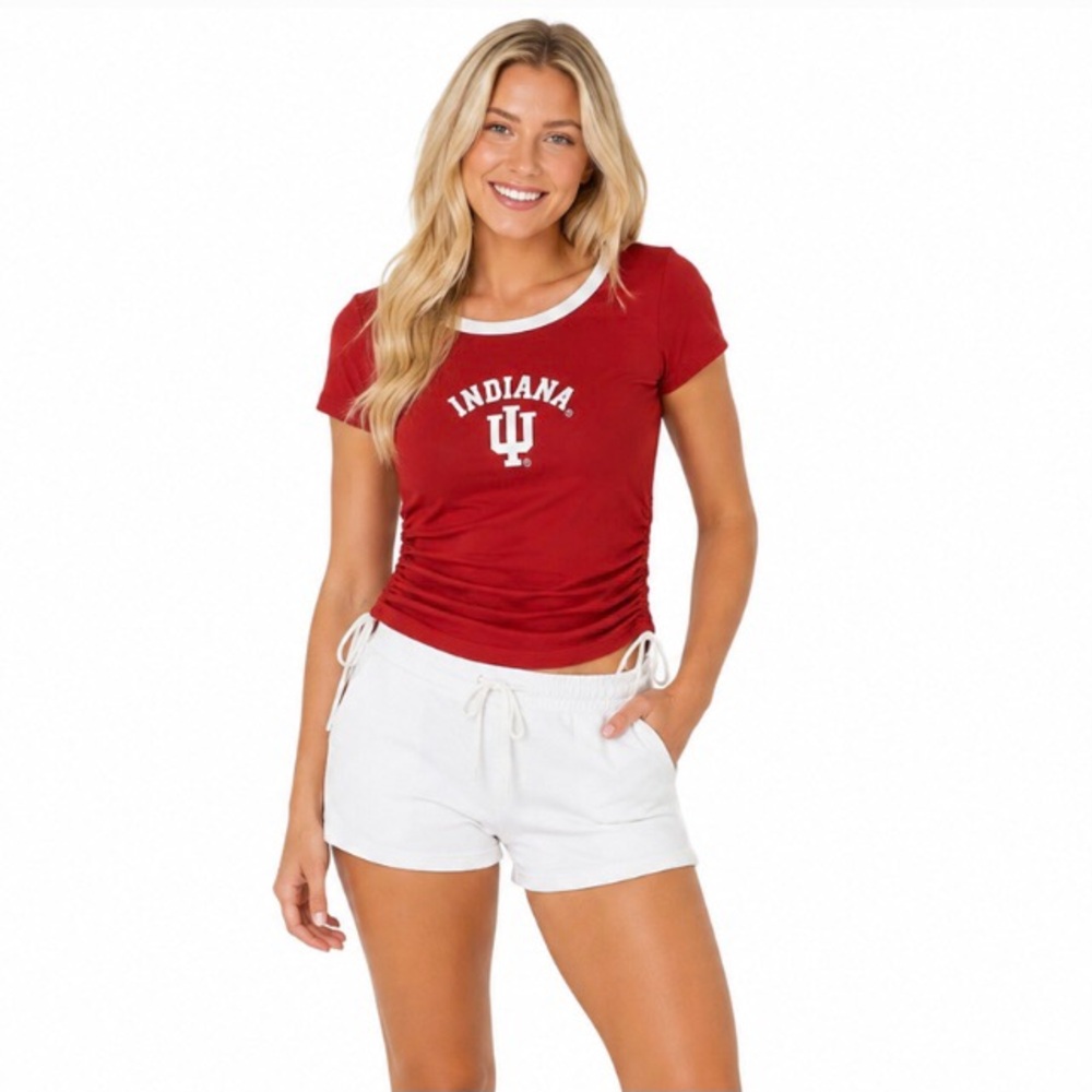 Indiana Hoosiers Womens T Shirt Size Medium Red Side Ties Soft Klutch New
